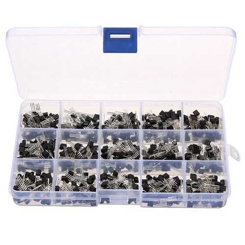 Geekcreit? 600pcs 15 Kinds Of Values Transistor TO-92 NPN PNP Kit Set 30-160V 50-1000mA NPN / PNP