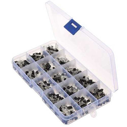 Geekcreit? 600pcs 15 Kinds Of Values Transistor TO-92 NPN PNP Kit Set 30-160V 50-1000mA NPN / PNP