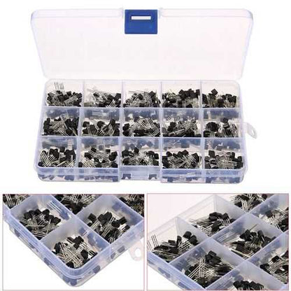Geekcreit? 600pcs 15 Kinds Of Values Transistor TO-92 NPN PNP Kit Set 30-160V 50-1000mA NPN / PNP