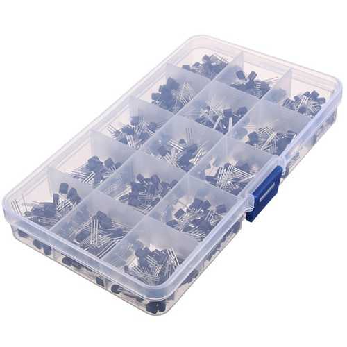 Geekcreit? 600pcs 15 Kinds Of Values Transistor TO-92 NPN PNP Kit Set 30-160V 50-1000mA NPN / PNP