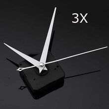 Load image into Gallery viewer, 3Pcs DIY White Triangle Hands Quartz Black Wall Clock Movement Mechanism
