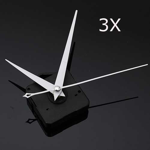 3Pcs DIY White Triangle Hands Quartz Black Wall Clock Movement Mechanism