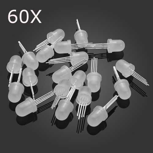 60pcs RGB LED Diode 8mm Red/Green/Blue 4 Pin Light Emitting Diode