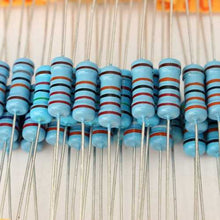 将图片加载到图库查看器，500 Pcs 1W 1% Metal Film Resistor 100 Value 10 ohm-1M ohm Assortment Kit
