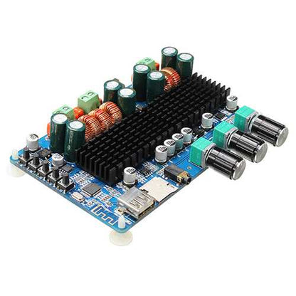 SANWU? SW-HF41 Wireless bluetooth Digital 2.1 Channel Amplifier Board 50W+50W Stereo Output 100W Bass Output USB TF Card Decoding Play 12-26V DC