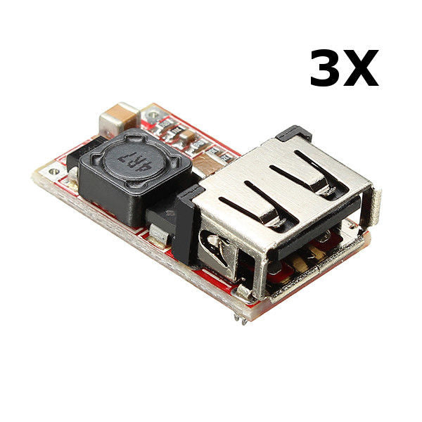 3Pcs DC-DC Buck Module 6-24V 12V/24V to 5V 3A USB Step Down Power Supply Charger Efficiency 97.5%