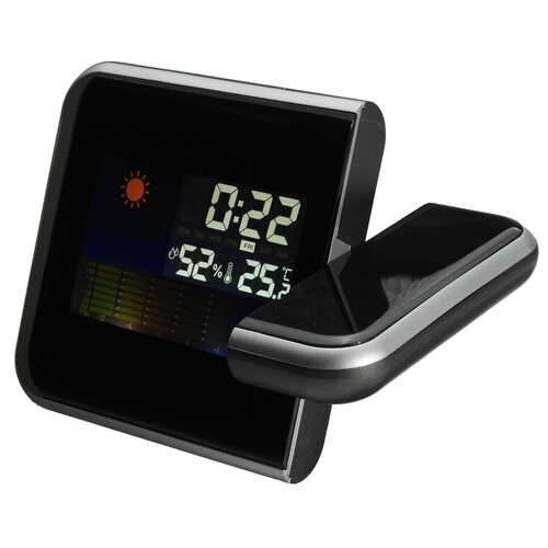 Digital LCD Time Projector Snooze Alarm Clock Temperature Weather Humidity LED