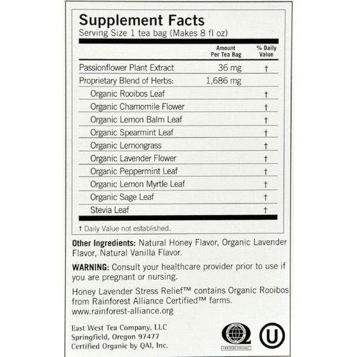 Yogi Stress ReliefHerbal Tea Caffeine Free Honey Lavender - 16 Tea Bags - Case of 6