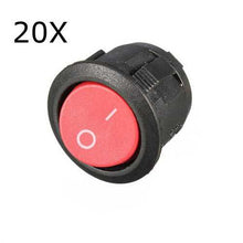 将图片加载到图库查看器，20Pcs Red Mini Round 2 Pin SPST ON-OFF Rocker Push Button Switch
