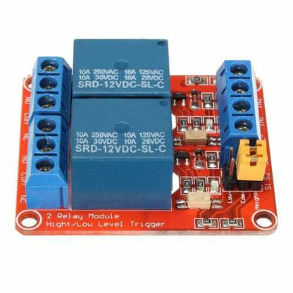 5Pcs 12V 2 Channel Relay Module With Optocoupler Support High Low Level Trigger