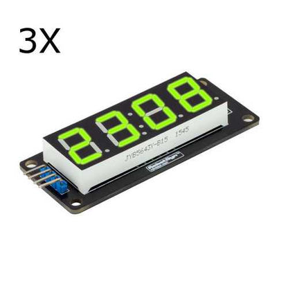 3Pcs 0.56 Inch Green LED Tube 4-Digit 7-segments Display Module RobotDyn for Arduino - products that work with official Arduino boards