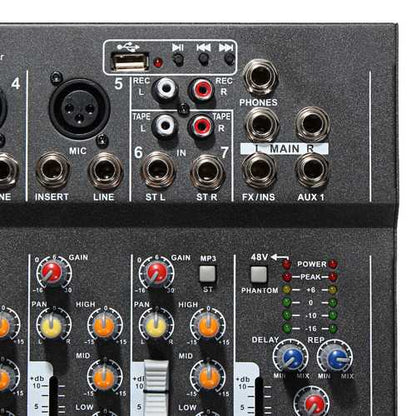 EL MPortable 7 Channel Professional Live Studio Audio Mixer USB Mixing Console KTV DJ Karaoke