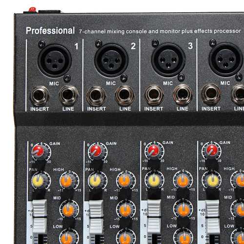 EL MPortable 7 Channel Professional Live Studio Audio Mixer USB Mixing Console KTV DJ Karaoke