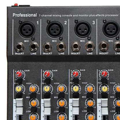 EL MPortable 7 Channel Professional Live Studio Audio Mixer USB Mixing Console KTV DJ Karaoke