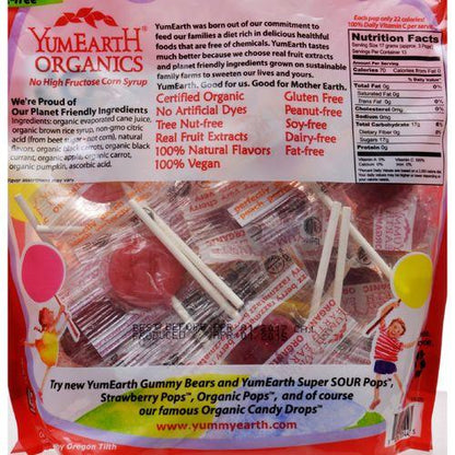 Yummy Earth Organics Lollipops - Organic Pops - 40 Plus - Assorted - 8.5 oz - Case of 12