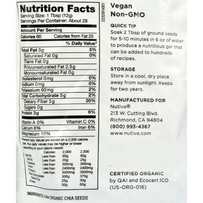 Nutiva Organic Milled Chia Seeds - 14 oz
