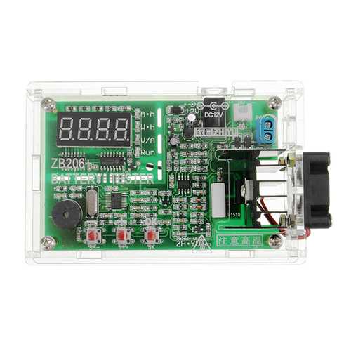 ZHIYU? ZB206 12V Multi-Function Battery Capacity Internal Resistance Tester 18650 Battery Tester With Acrylic Shell Fan Red Digital Tube