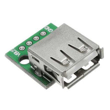 Load image into Gallery viewer, 5pcs USB 2.0 Female Head Socket To DIP 2.54mm Pin 4P Adapter Board
