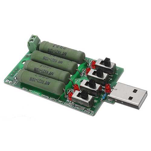 JUWEI 10W 4 Switch USB Aging Discharge Loader 15 Kinds Current Test Load Power Resistor Support QC2.0 Compatible QC3.0 Test For Power Bank Cellphone Charger USB Power
