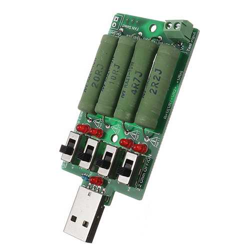 JUWEI 10W 4 Switch USB Aging Discharge Loader 15 Kinds Current Test Load Power Resistor Support QC2.0 Compatible QC3.0 Test For Power Bank Cellphone Charger USB Power