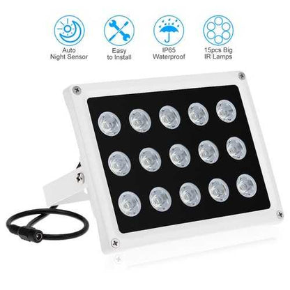 Infrared Illuminator 15 Array IR LEDS Night Vision Wide Angle Outdoor Waterproof for CCTV Security C