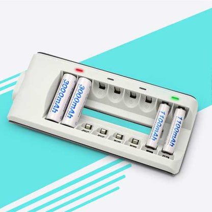Palo P10 8 Slots NIMH NICD Battery Charger with LED Indicator for AA AAA BAattery