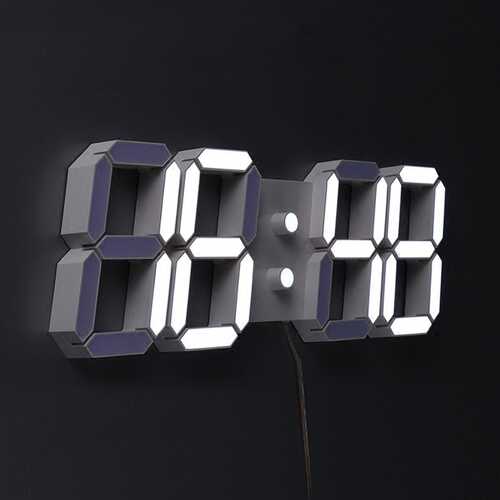 Large Modern Digital Led Skeleton Wall Clock With Date Timer 24/12 Hour Temperature Display Remote Control