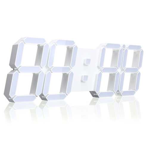 Large Modern Digital Led Skeleton Wall Clock With Date Timer 24/12 Hour Temperature Display Remote Control