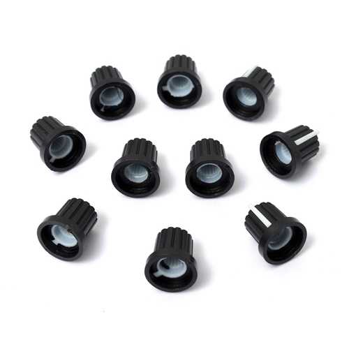 50pcs 6mm Shaft Hole Dia Plastic Threaded knurled Potentiometer Button Cap