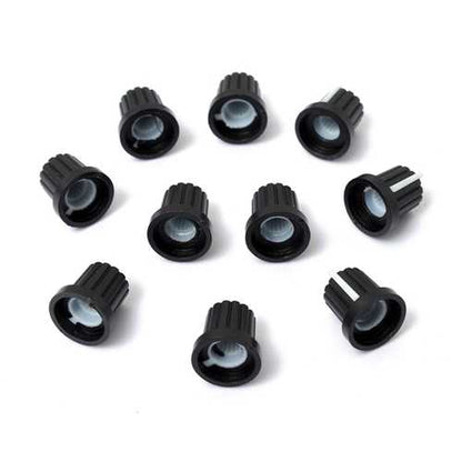50pcs 6mm Shaft Hole Dia Plastic Threaded knurled Potentiometer Button Cap