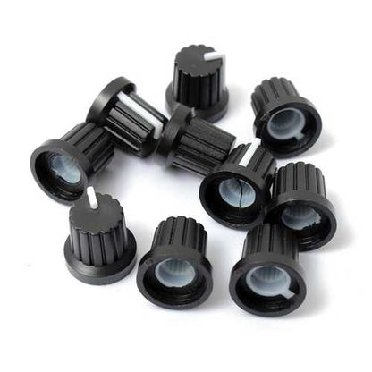 50pcs 6mm Shaft Hole Dia Plastic Threaded knurled Potentiometer Button Cap