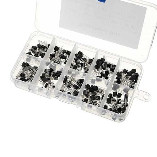 600pcs 10 Values Transistor Assortment Kit Transistors Box Pack 60pcs Each Value S9012 S9013 S9014 13001 2N3904 2N3906 S8550 S8050 C1815 A1015