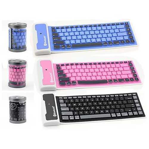 Type Out Of A Box With Flexible Silicone Bluetooth Keyboard - Color: Blue
