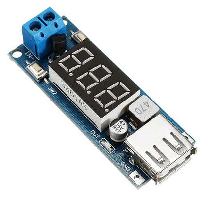 3pcs DC-DC 2 In 1 6.5V-40V To 5V Buck Step Down Power Module Voltmeter Automatic Calibration Stable Output 5V 2A USB Charging Port Reverse Connection Over-Current Over-Temperature Protection