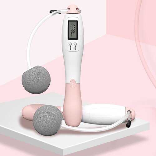Home Gym Full Body Exerciser - Electronic Jump Skip Rope for any one - Color: Pink