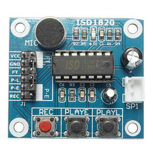 5pcs ISD1820 3-5V Recording Voice Module Recording And Playback Module  Control Loop Play / Jog Play / Single Play Function With Microphone And 0.5W 8R Speaker Geekcreit for Arduino - products that wo