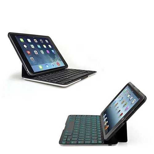 Slimmest Backlit iPad 2/3/4, Air 1/2 and Mini Hard Shell Case with Bluetooth Keyboard -Color: Silver, Style: Air 1/2