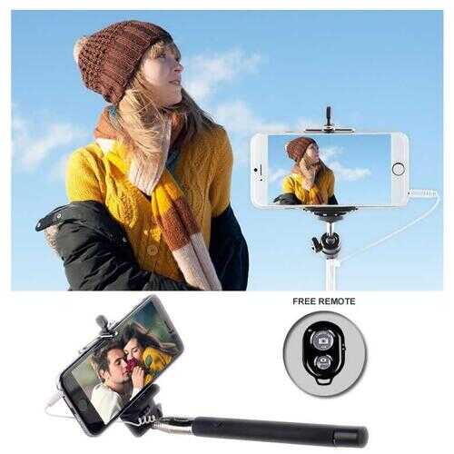Never Charge Auto Monopod Selfie Stick - PLUS A BONUS FREE REMOTE! - Color: Lime Green
