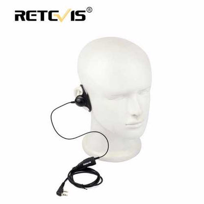 Retevis D shape Soft Ear Hook Earpiece 2Pin PTT Mic Headset For Kenwood For Baofeng UV-5R 888S