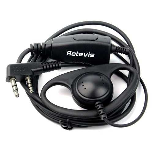Retevis D shape Soft Ear Hook Earpiece 2Pin PTT Mic Headset For Kenwood For Baofeng UV-5R 888S