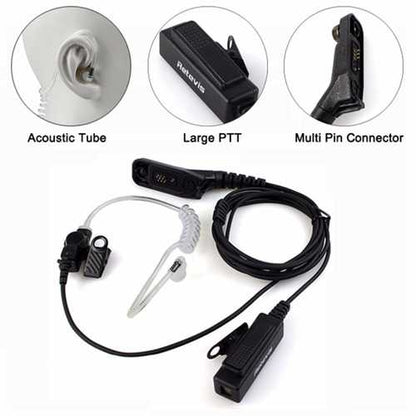Retevis R-1M21 Two Wire PTT Acoustic Tube Earpiece for Motorola XPR6000 XPR6550 DP4800 DP4801 P8268 Walkie Talkie C9048A