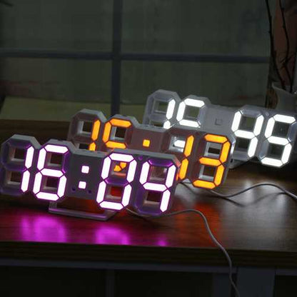 Large Modern Digital Led Skeleton Wall Clock Timer 24/12 Hour Display 3D Gife
