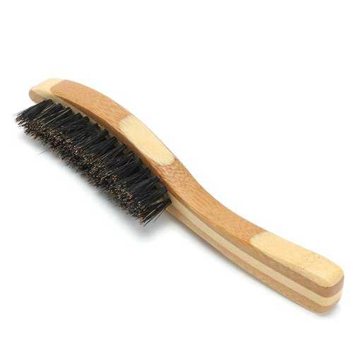 Portable Men Boar Bristle Beard Brush Facial Hair Shaving Brush Long Bamboo Handle