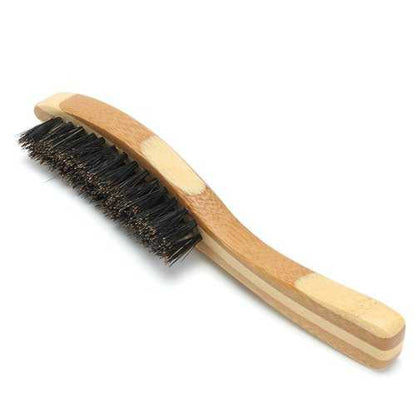 Portable Men Boar Bristle Beard Brush Facial Hair Shaving Brush Long Bamboo Handle