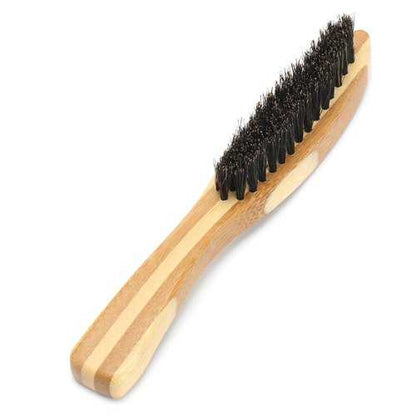 Portable Men Boar Bristle Beard Brush Facial Hair Shaving Brush Long Bamboo Handle