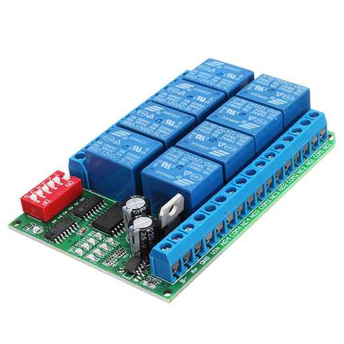 8 Channel DC 12V RS485 Relay Module Modbus RTU 485 Remote Control Switch For PLC PTZ Camera Security Monitoring