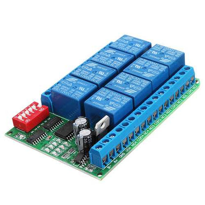 8 Channel DC 12V RS485 Relay Module Modbus RTU 485 Remote Control Switch For PLC PTZ Camera Security Monitoring