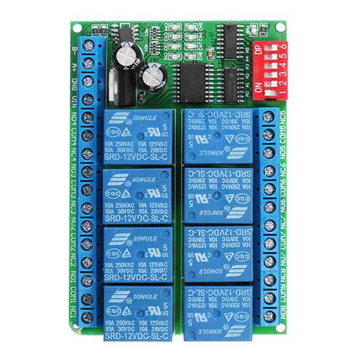 8 Channel DC 12V RS485 Relay Module Modbus RTU 485 Remote Control Switch For PLC PTZ Camera Security Monitoring