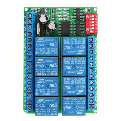 8 Channel DC 12V RS485 Relay Module Modbus RTU 485 Remote Control Switch For PLC PTZ Camera Security Monitoring