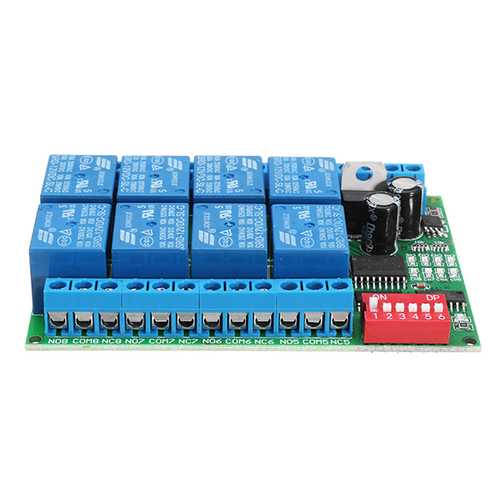 8 Channel DC 12V RS485 Relay Module Modbus RTU 485 Remote Control Switch For PLC PTZ Camera Security Monitoring